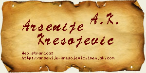 Arsenije Kresojević vizit kartica